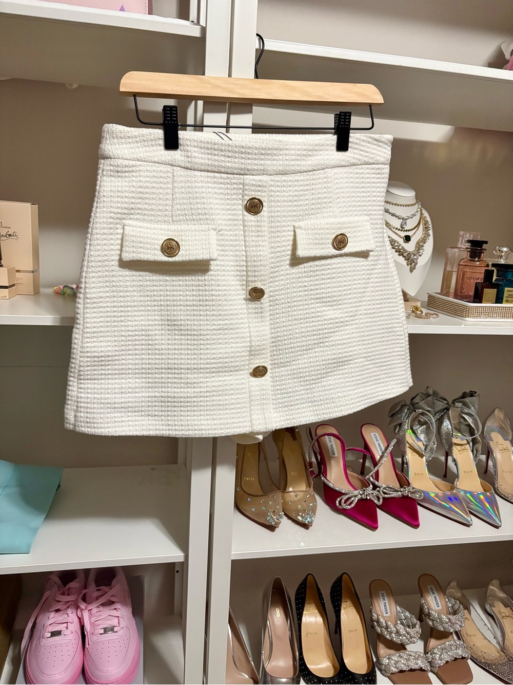 NWT Zara White Tweed Mini Skort Size L